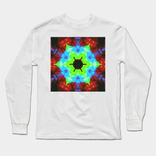 Retro Mandala Flower Red Blue and Green Long Sleeve T-Shirt